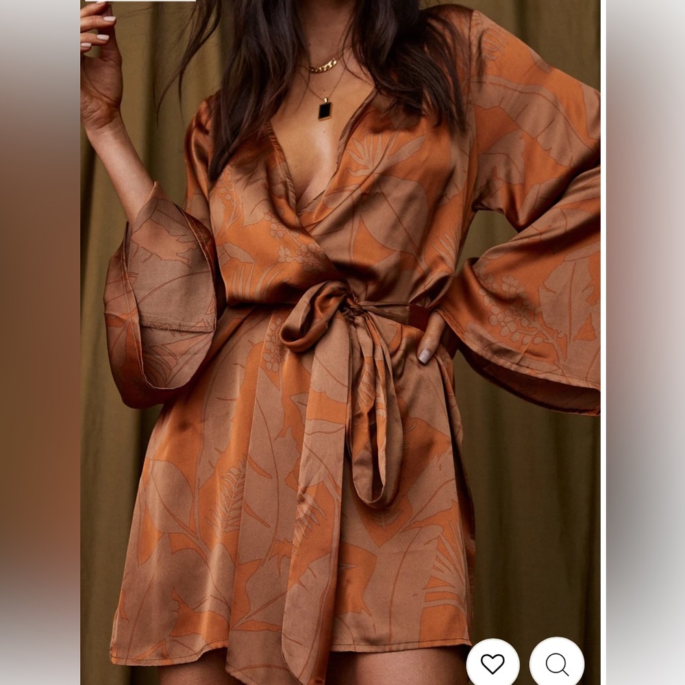 12th Tribe wrap satin dress
